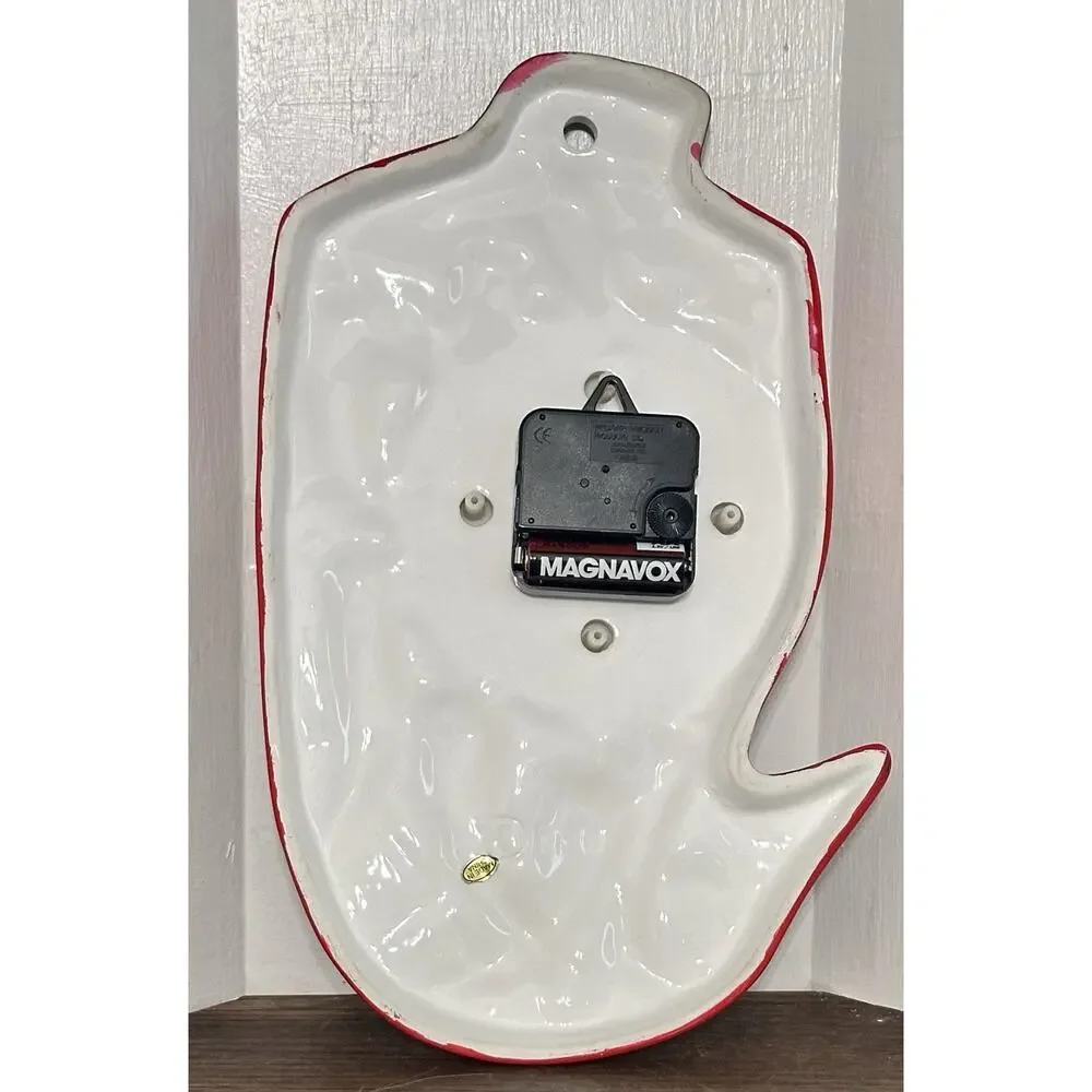 KMC Vintage Quartz Ceramic Red Chili Peppers Clock Retro MCM TESTED
